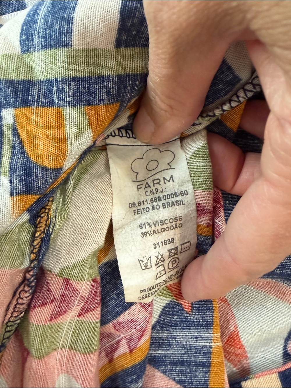 Farm Rio Wrap Midi Skirt PP XS Colorful Geometric Patchwork Made in Brazil - Picture 7 of 8